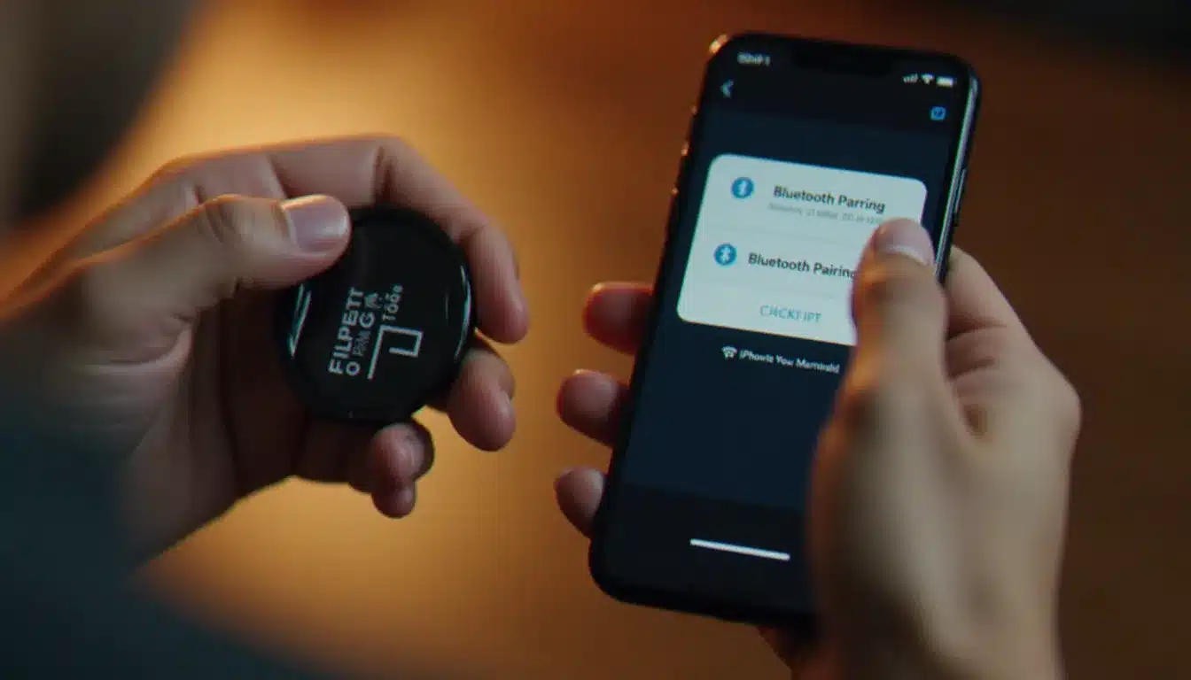 Mains tenant un Flipper Zero avec un iPhone affichant de multiples pop-ups Bluetooth simultanées, démonstration d'une attaque iphone flipper BLE spam