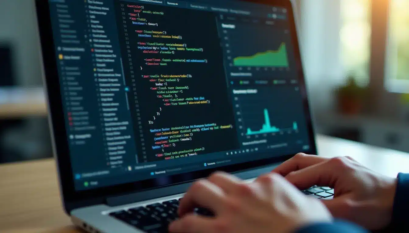 Écran d'ordinateur affichant un prototype Streamlit de détection de fraude développé pendant un hackathon machine learning, avec courbe ROC et matrice de confusion visibles