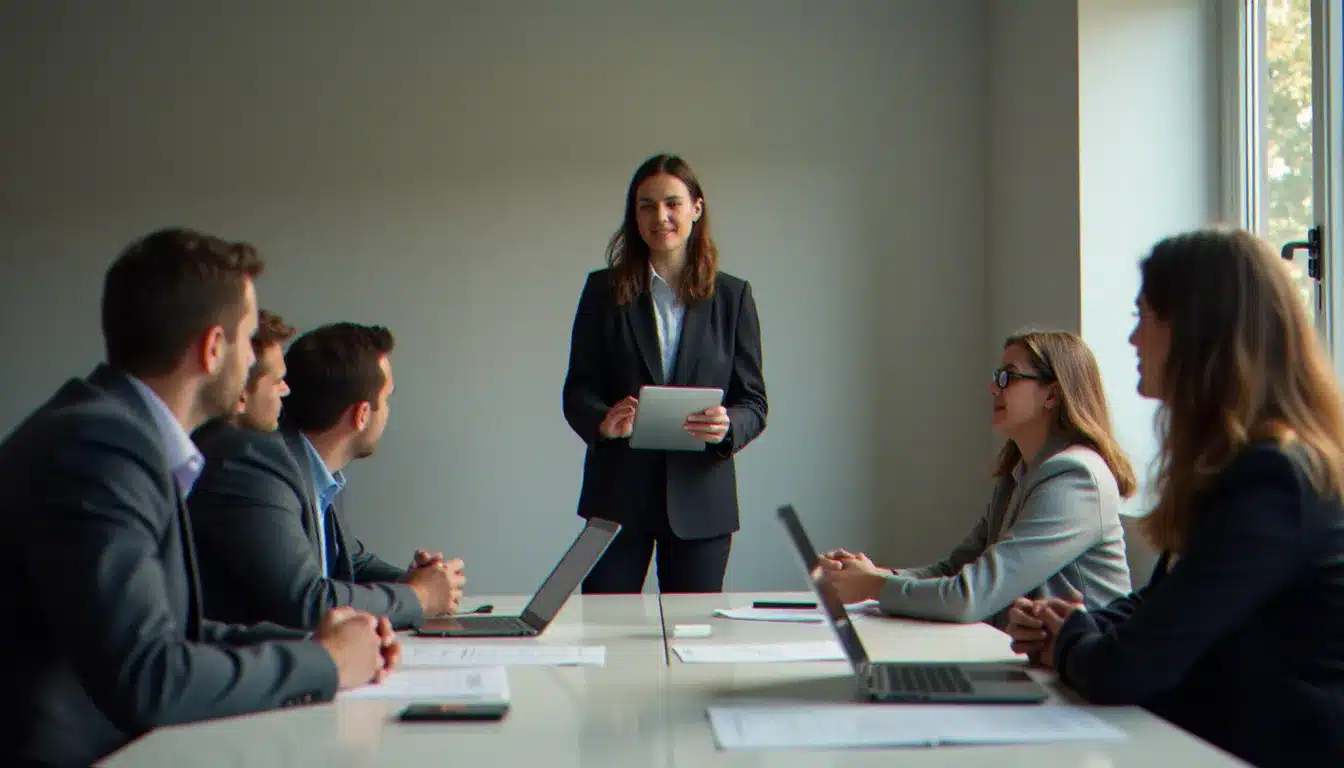 Product manager présentant un prototype à un jury professionnel lors d'un événement HI Paris, symbole des avis positifs sur la tech france