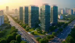 Vue aérienne du parc technologique MIDC à Andheri East, illustrant la densité du tech guide Andheri East avec ses immeubles de bureaux modernes