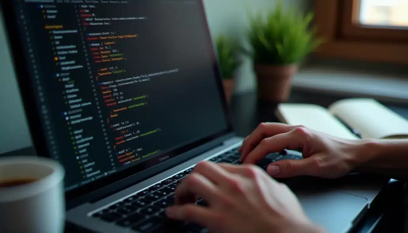 Développeur finalisant le fichier d'environnement et validant les étapes de soumission du projet selon les instructions du tech guide naveen