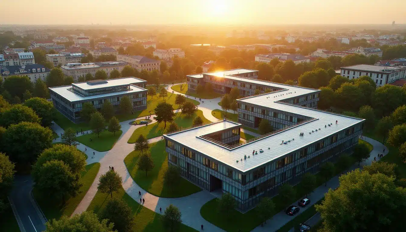 Vue aérienne du campus Paris-Saclay, pôle d'innovation majeur de l'écosystème techbio France 2025