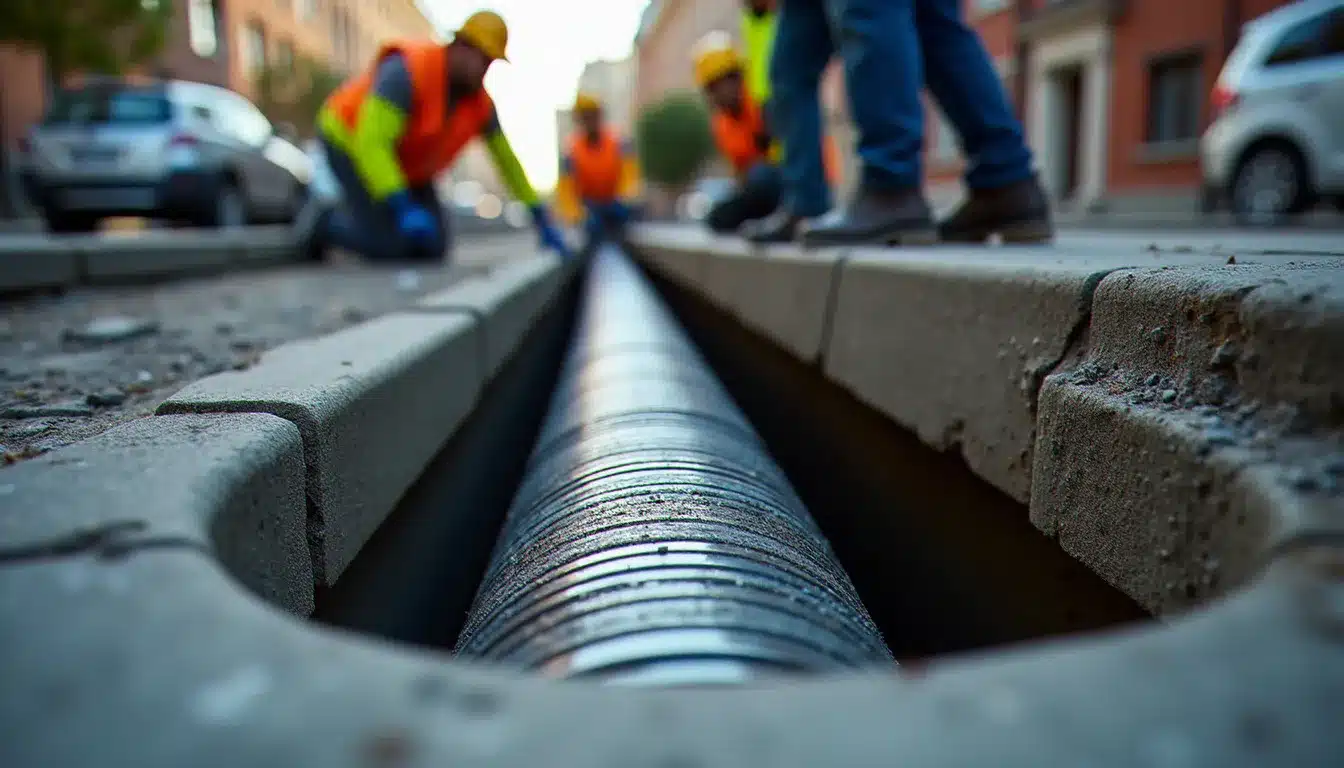 Pose d'un chemisage CIPP dans une canalisation souterraine depuis un regard d'accès, méthode de réhabilitation sans tranchée