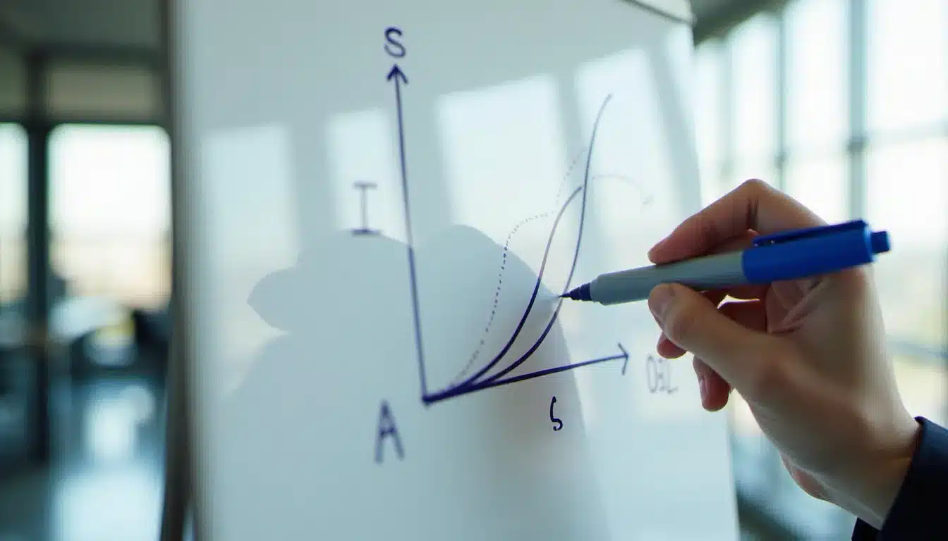 Schéma illustrant le mécanisme d'adoption d'une technologie de rupture tracé sur tableau blanc lors d'un atelier innovation