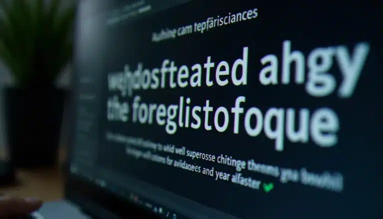 Écran d'ordinateur affichant une interface de design avec différentes tech sans serif fonts en cours de sélection dans un outil de design professionnel