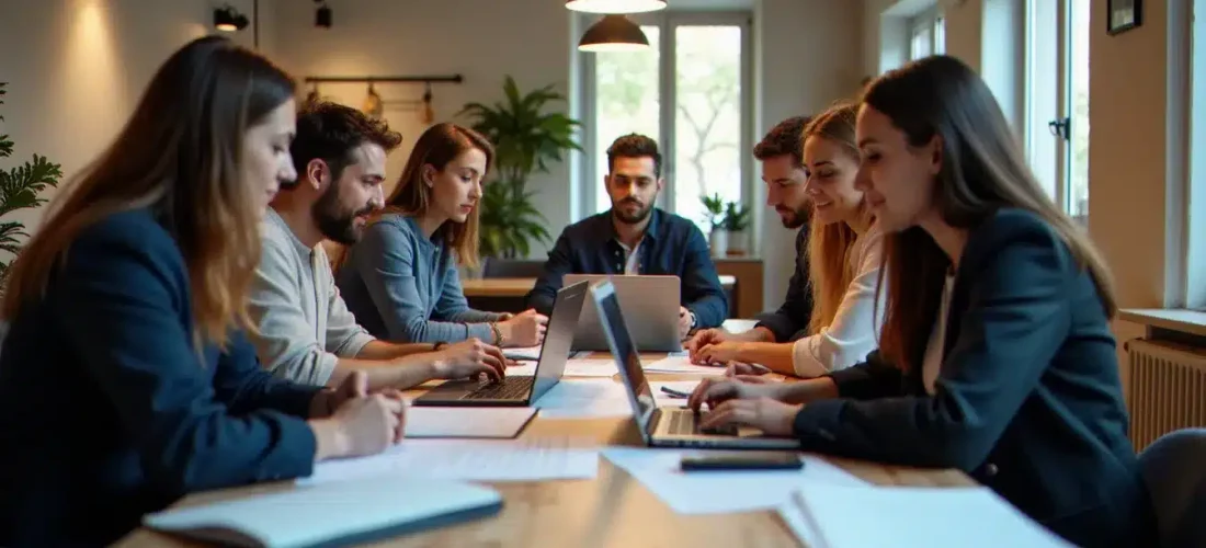 Equipe internationale de talents tech travaillant dans un espace de coworking parisien, illustrant le France Tech Visa et la mobilité professionnelle en France