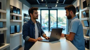 Boutique d'équipement informatique au Maroc avec des produits tech exposés, illustrant l'achat de matériel Masstech prix Maroc