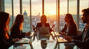 Équipe de professionnels tech en pleine discussion animée dans un espace de travail parisien, illustrant les dynamiques de la tech France opinion