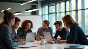 Étudiants en tech dans un laboratoire universitaire français collaborant sur un projet numérique, illustrant les avis sur la tech france université