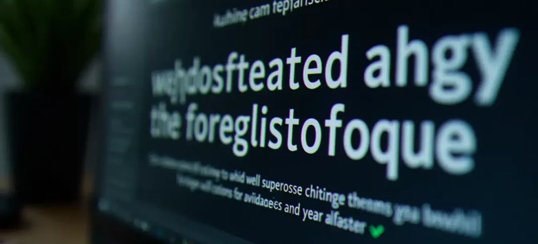 Écran d'ordinateur affichant une interface de design avec différentes tech sans serif fonts en cours de sélection dans un outil de design professionnel